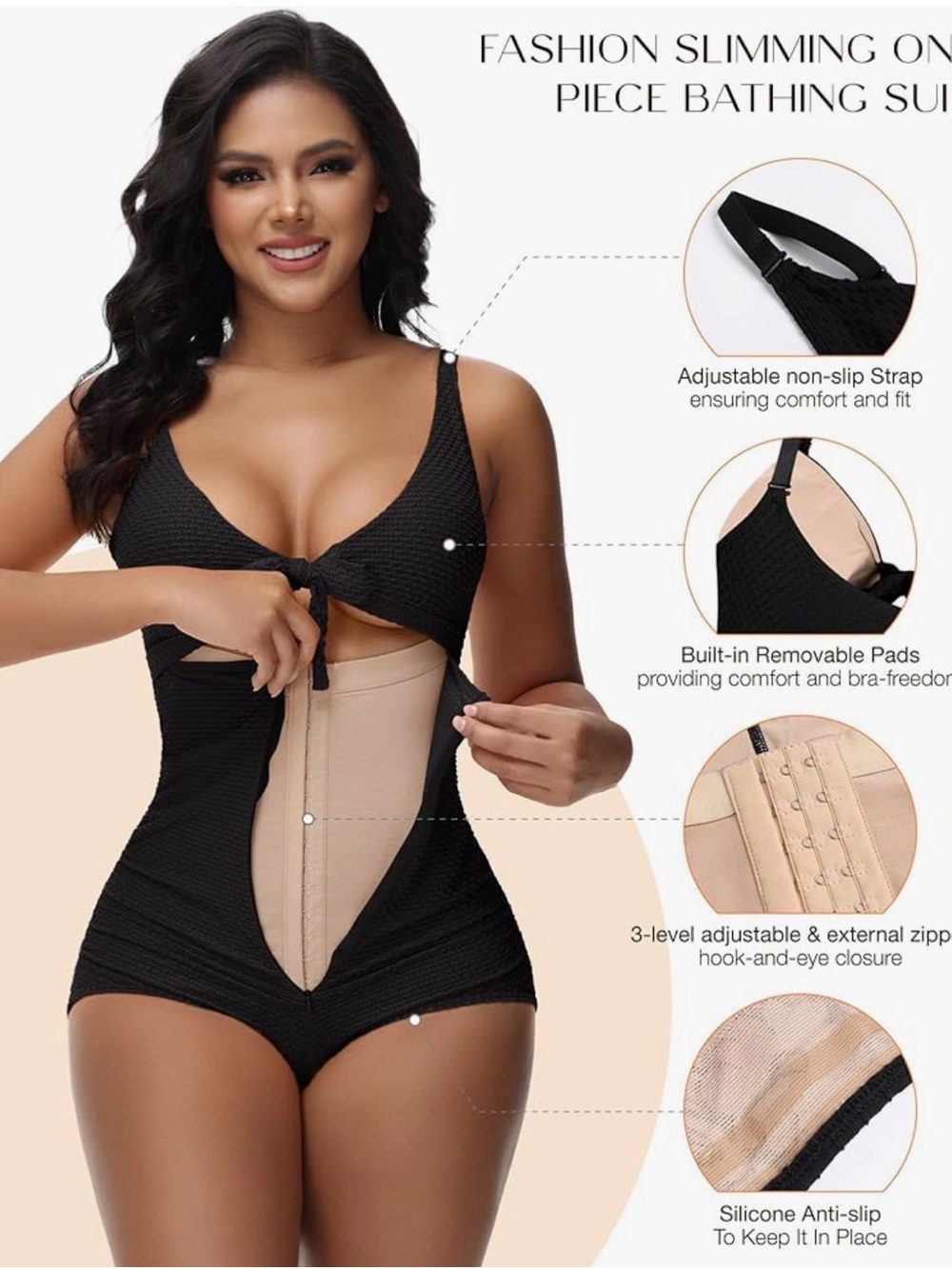 SHAPSHE Women's Tummy Control Swimsuit One Piece Slimming Bathing swim NWOT